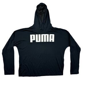 PUMA Hoodie Women's Small Black Pullover Sweater Athleisure Oversized Workout